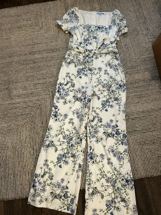NWT Antonio Melani Grover Clear Skies Ivory Blue Jumpsuit Romper Size 12 - Picture 3 of 14